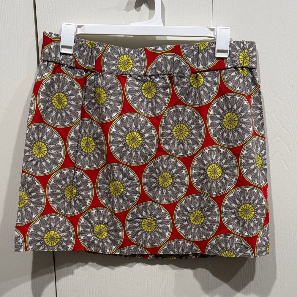 Banana Republic Colorful Linen Blend Lined Mini Skirt w medallion or mandala XL